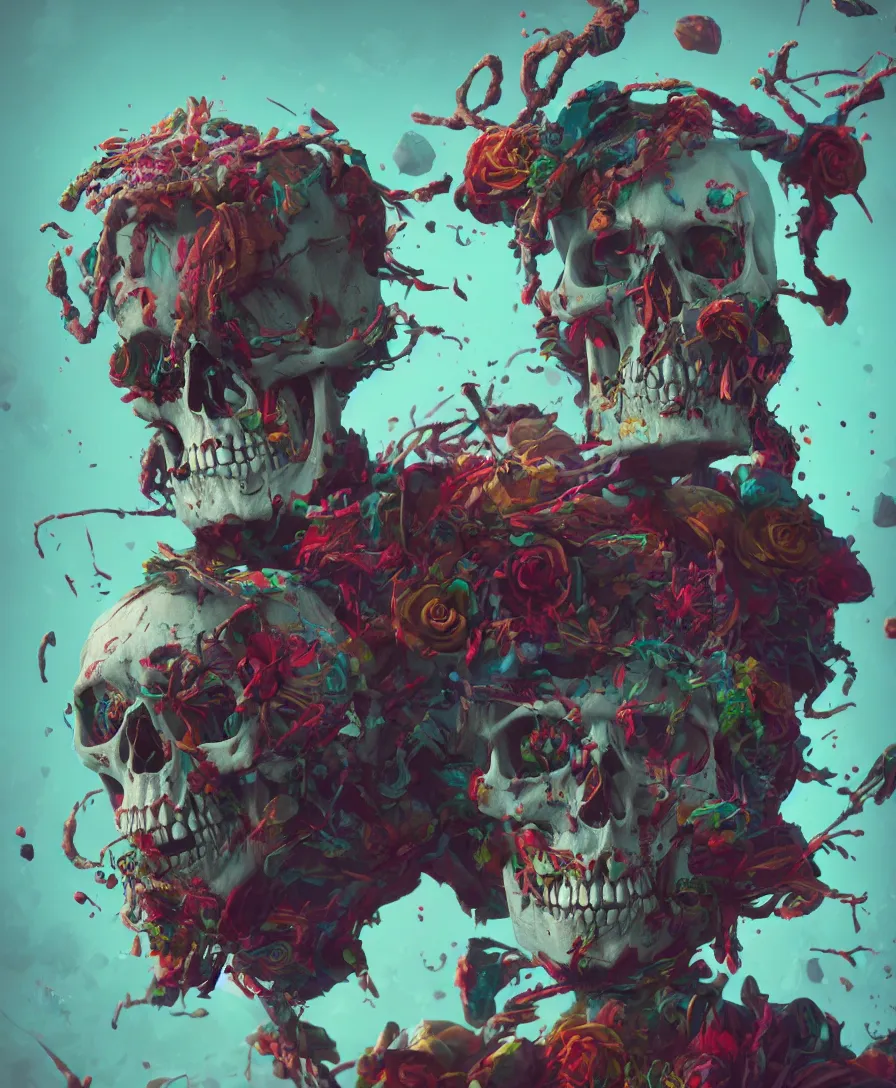 Prompt: skull clown, high detail, deviantart, artstation, octane render, cinematic, hyper realism, 8k, depth of field, art by Tooth Wu and wlop and beeple and dan mumford and greg rutkowski, artstation, concept art, illustration, vibrant colors