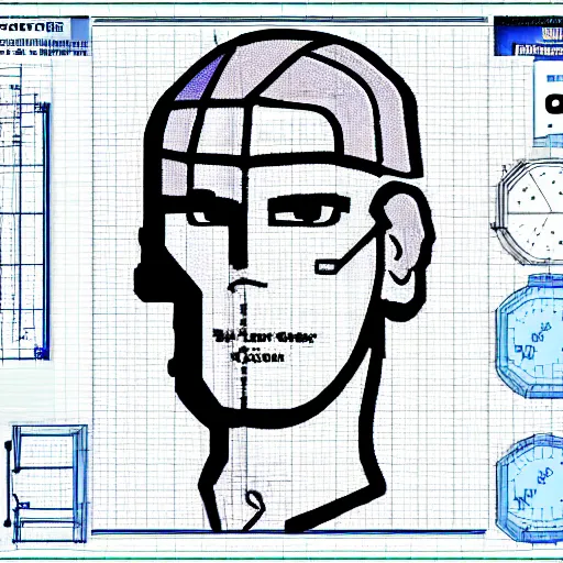 Image similar to jerma985 face schematics, blueprint detailed