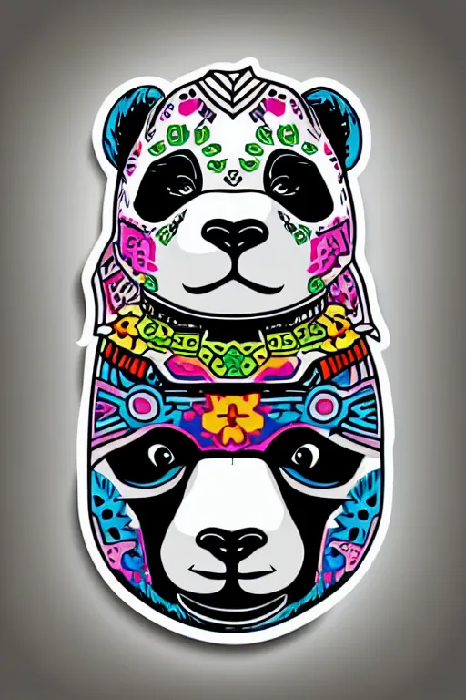 Image similar to Portrait of a panda as a Mexican wrestler, sticker, colorful, illustration, highly detailed, simple, smooth and clean vector curves, no jagged lines, vector art, smooth