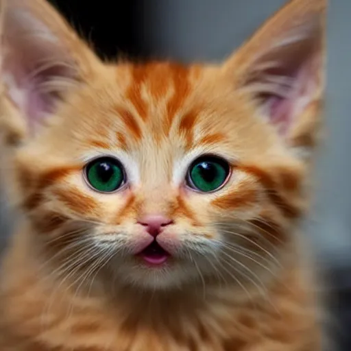 Image similar to surprised cute fluffy orange tabby kitten, big eyes