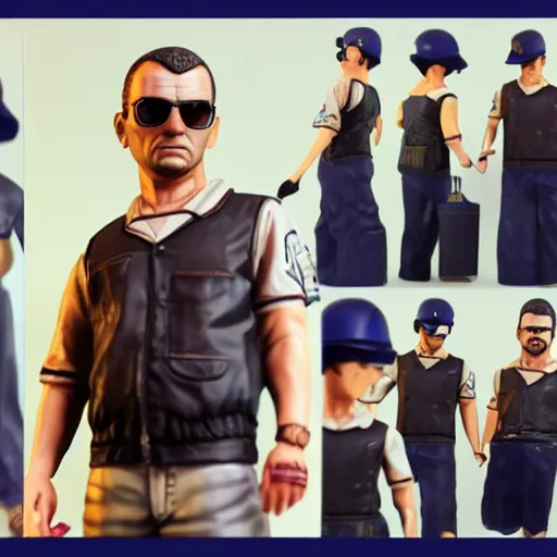 Prompt: resin model of gta character figurine.