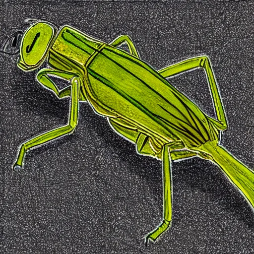 Prompt: illustration of a cricket, one-line drawing