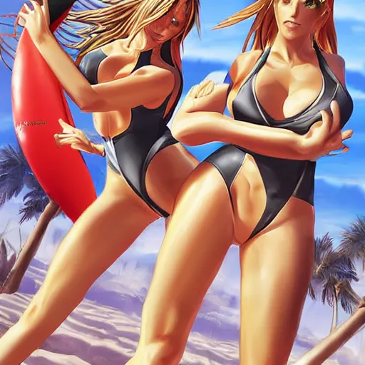 Prompt: dead or alive extreme beach volleyball drawn by artgerm