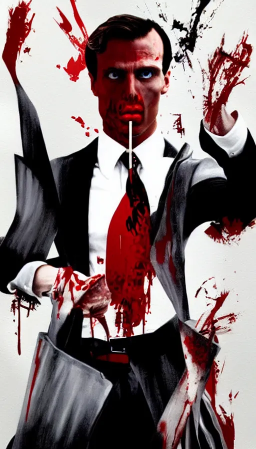 Image similar to american psycho, painting by emanuele dascanio and robin eley