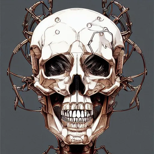 Image similar to anime manga skull portrait man skeleton, robot cyborg, intricate, elegant, highly detailed, digital art, ffffound, art by JC Leyendecker and sachin teng