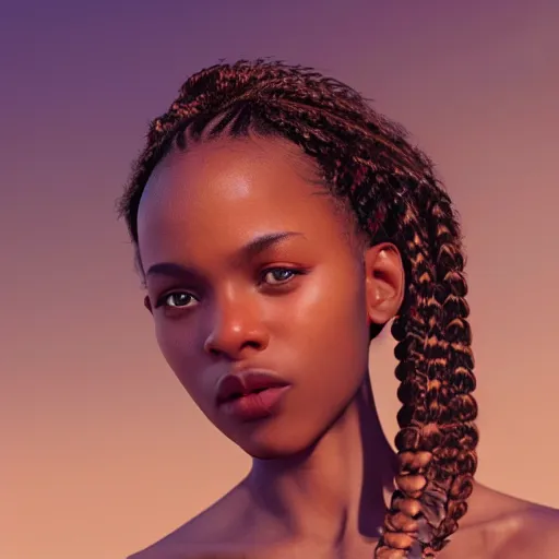 Prompt: a photorealistic hyperrealistic, bright brown eyes, light skinned african young girl, ponytail hair, flawless face, beautiful lips, cute face, by wlop, artgerm, greg rutwoski, alphonse mucha, beautiful dynamic dramatic low - light moody lighting, cinematic atmosphere, artstation, concept design art, octane render, 8 k