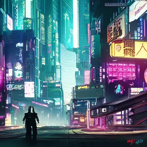 Image similar to cyberpunk 2 0 7 7 night city, drawn i'm the style of ghost in the shell,