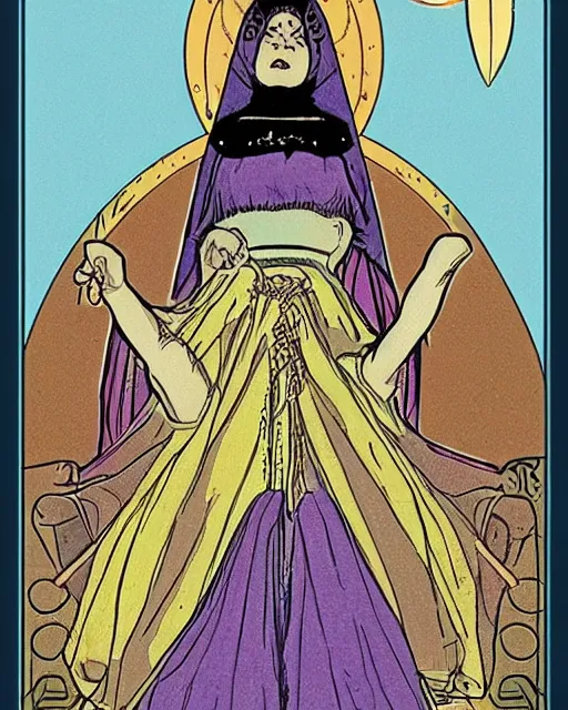 Prompt: the high priestess tarot card in the style of jean giraud