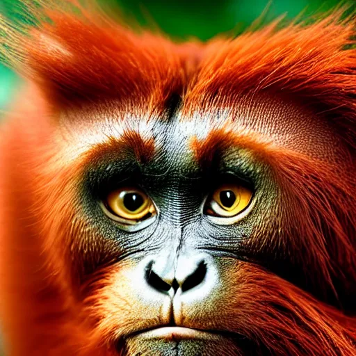 Prompt: a feline cat - orangutan - hybrid, animal photography, felidae, housecat, pet