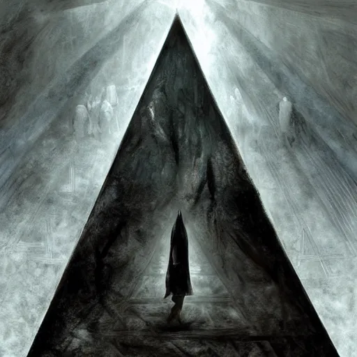 Image similar to pyramid head from silent hill in resident evil, artstation hall of fame gallery, editors choice, #1 digital painting of all time, most beautiful image ever created, emotionally evocative, greatest art ever made, lifetime achievement magnum opus masterpiece, the most amazing breathtaking image with the deepest message ever painted, a thing of beauty beyond imagination or words