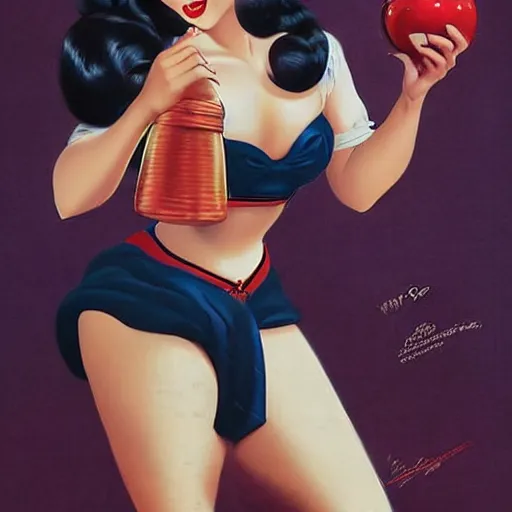 Image similar to pin - up portrait of a beautiful young curvaceous mulan, pretty long hair, symmetrical face, digital art, smooth, extremely detailed,, by wu bayard, by gil elvgren, by ralph horsley, by hanks steve