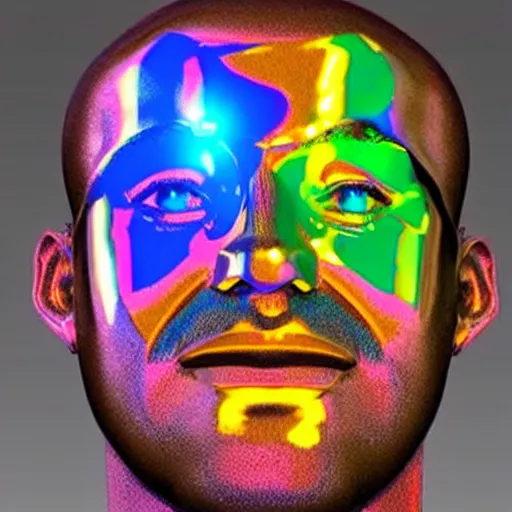 Image similar to a 3d human head made up of shiny holograms