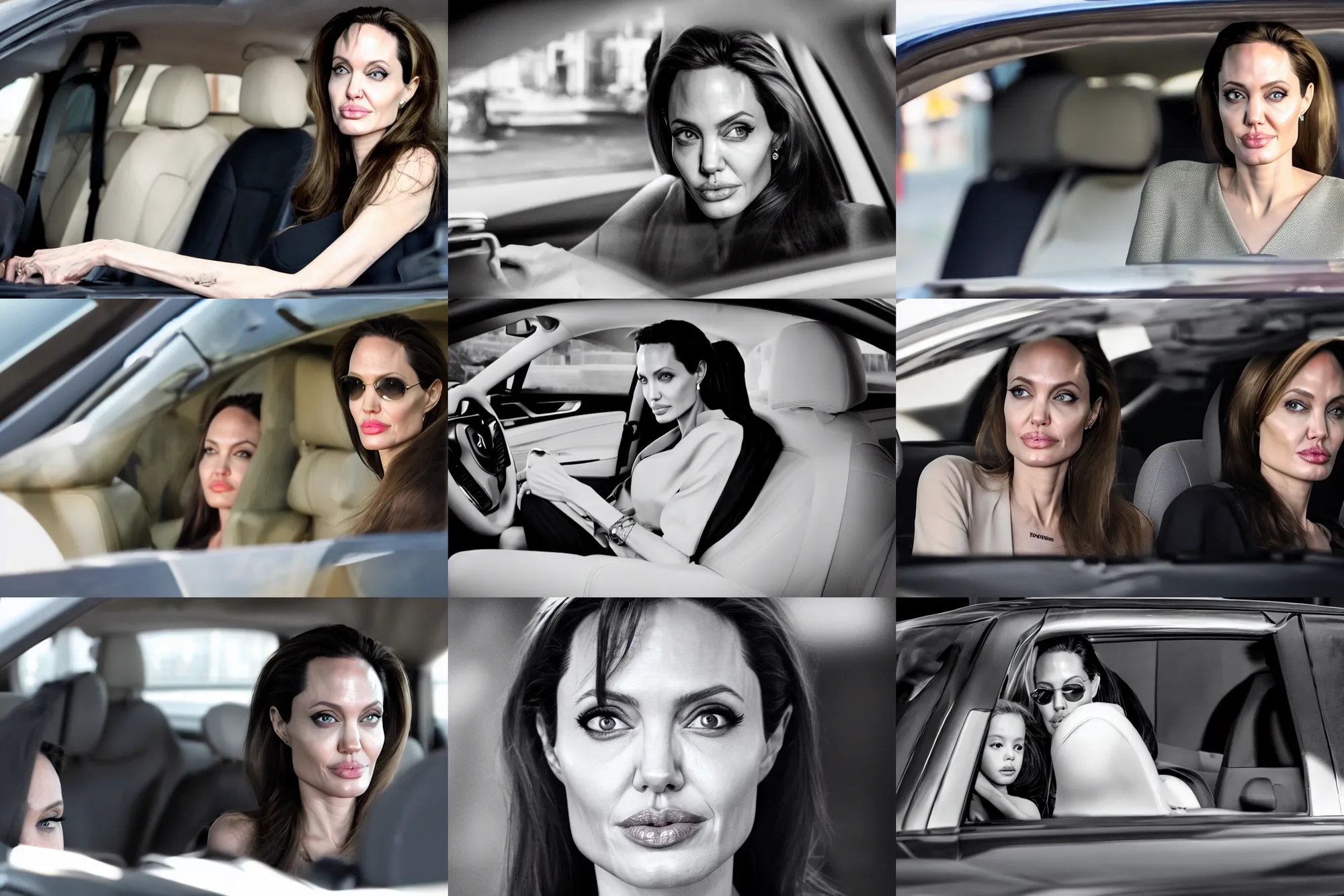 Prompt: angelina jolie sits in haval f 7, cinematic, 3 5 mm