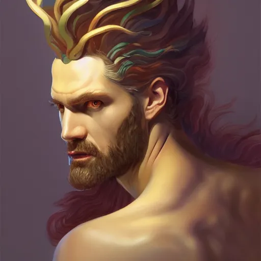 Prompt: Dramatic portraiture of Namenlos, the Cepheid god of lost things, gouache on canvas, trending on ArtStation, by Viktor Vasetnov and ArtGerm, luminism