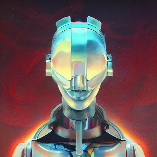 Image similar to scifi futurism automaton minimalism chrome by peter mohrbacher art Hajime Sorayama airbrush hyperrealism model abstract shatter fragments cubism futurism pastel blue soft flat minimal minimalism portrait face jackson pollock ukiyo-e lithograph mark ruthko swirl escape noise shimmer glow paint