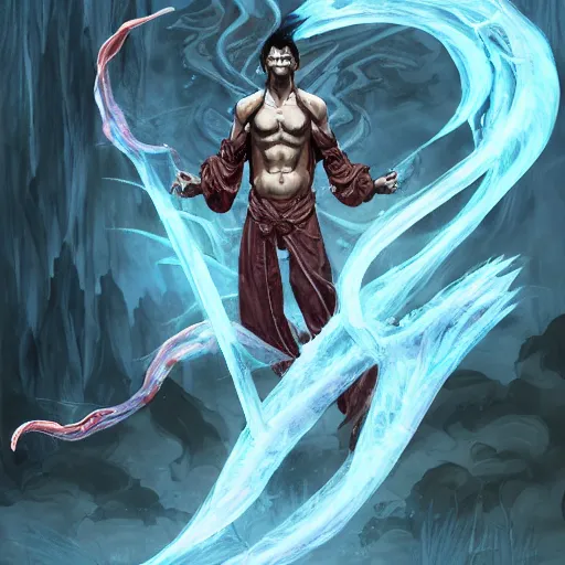 Image similar to male japanese fire elemental, ghostly form, transparent, embodiment of fire, comic book thick outline, gta art, demon summoning magic d & d, highly detailed, digital painting, artstation, concept art, sharp focus, illustration, cinematic lighting, art by artgerm and greg rutkowski and alphonse mucha