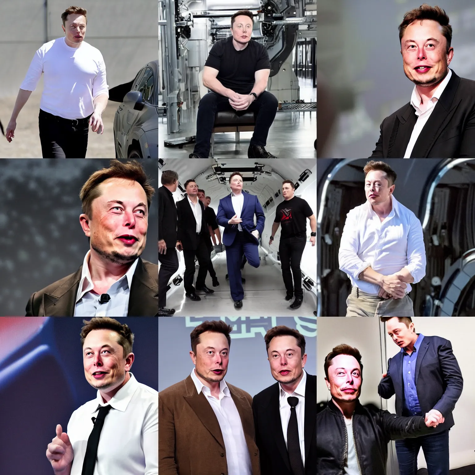 Prompt: elon musk holding his groin with a painful expression after being kicked