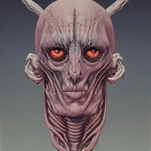 Image similar to a portrait of a character made of flesh and exoskeleton, in the style of wayne barlowe