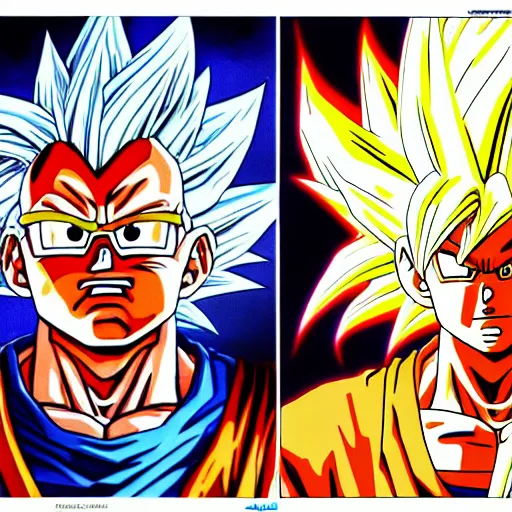 Image similar to ultra realistic portrait painting of bernie sanders as super saiyan goku, art by akira toriyama, 4 k, dragon ball artstyle, cel shaded, highly detailed, epic lighting