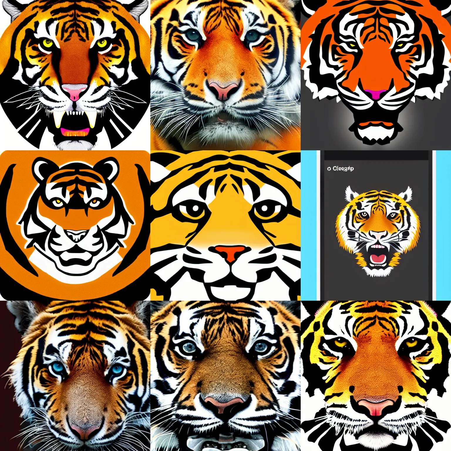 Prompt: a tiger head, app logo, clean design