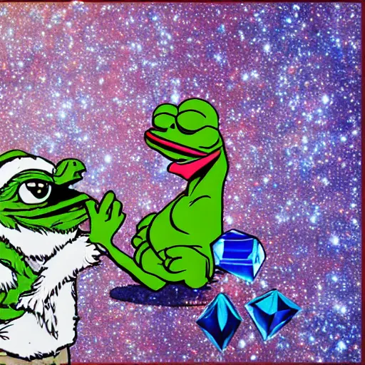 Image similar to pepe eating crystals