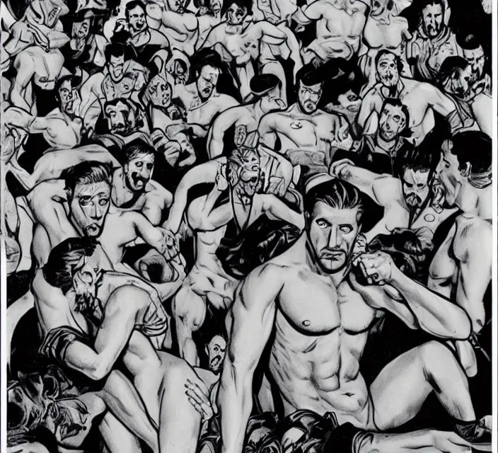 Image similar to how hell must look like from the eyes of tom of finland