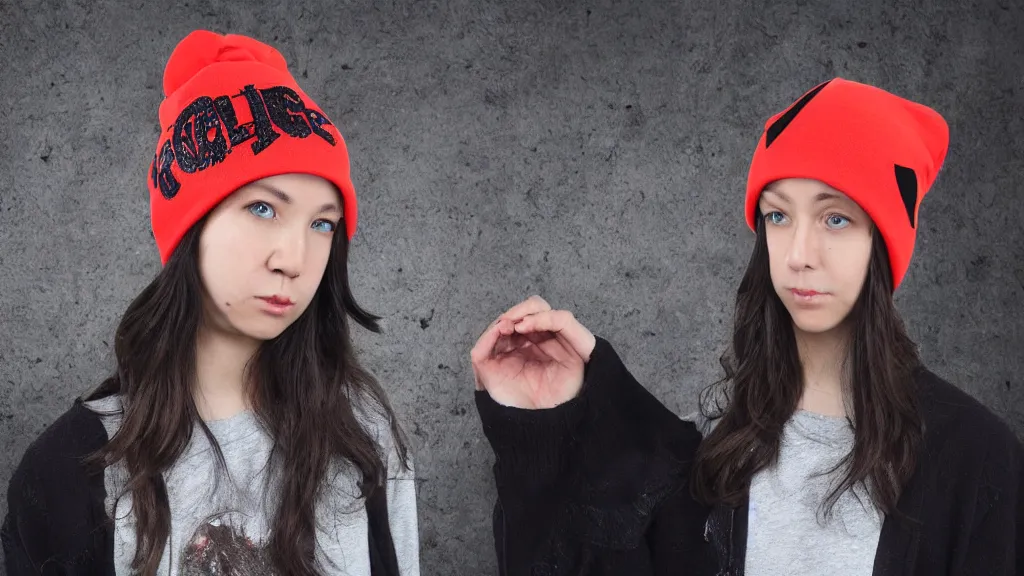 Image similar to cringecore scholastic irregular polygon beanie