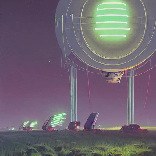 Image similar to alien invasion, simon stalenhag, high detail, concept art,