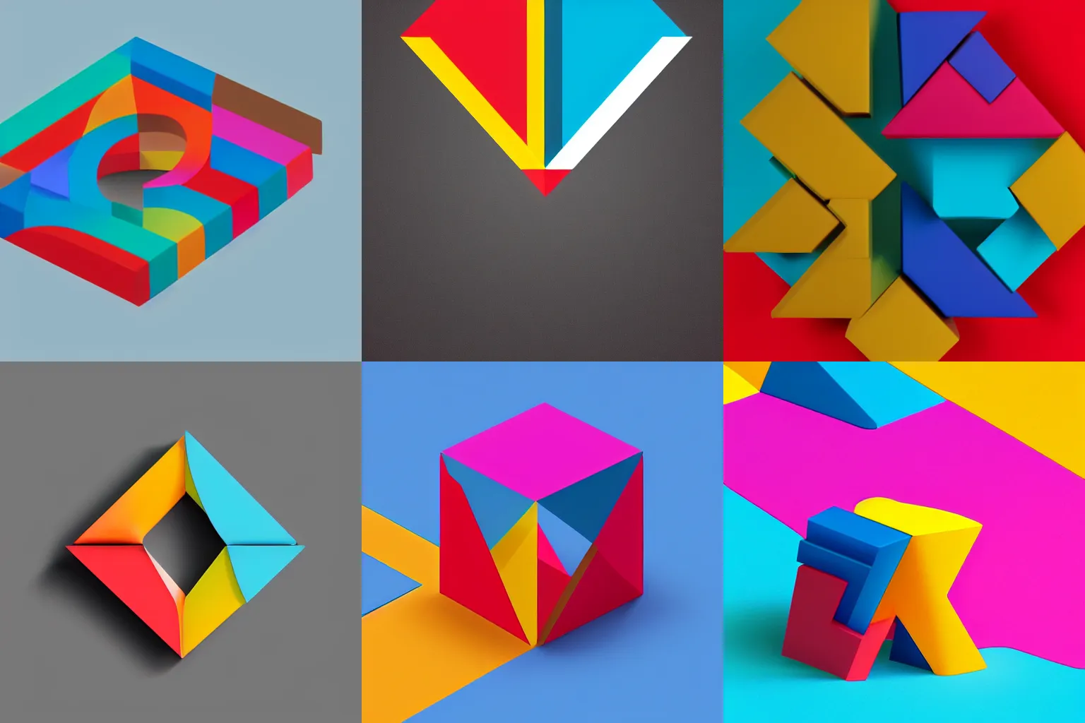Prompt: 3d geometric gradient logo that looks like an s. rounded corners. red yellow magenta and cyan colors