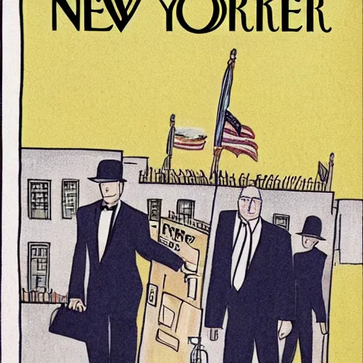 Image similar to new yorker cover showing the fbi raiding mar a lago