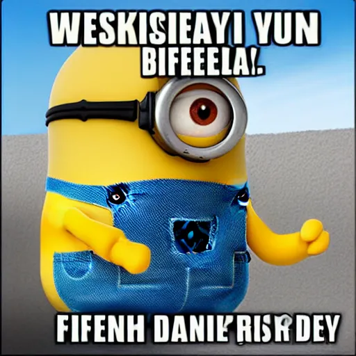 Image similar to friday minion meme office cringe