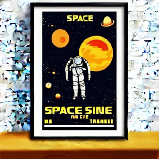 Prompt: a space travel poster, space opera, retro - futuristic poster style, amazing composition, old poster on a wall