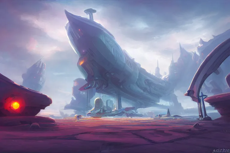 Prompt: Gigantic Starship by Andreas Rocha