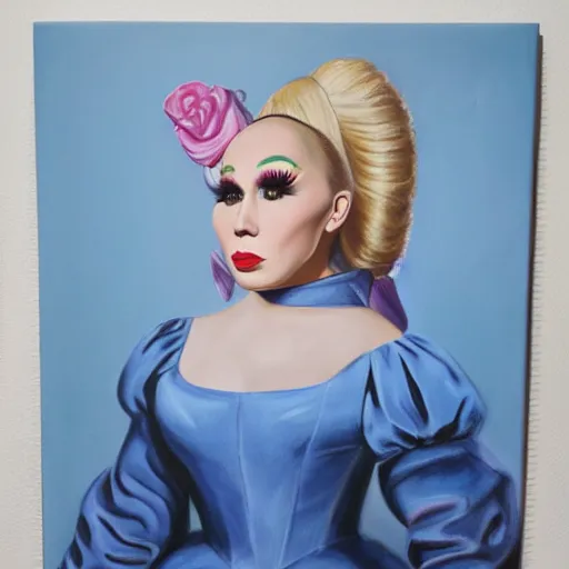 Prompt: trixie mattel the dragqueen portrait oil painting in the style of velazquez