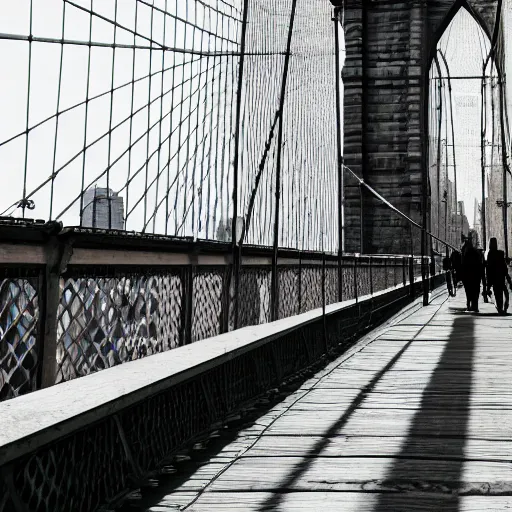 Image similar to photo of giant lizard on the Brooklyn Bridge, 50mm, beautiful photo
