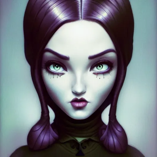 Image similar to Lofi portrait, Pixar style by Joe Fenton and Stanley Artgerm and Tom Bagshaw and Tim Burton, wink