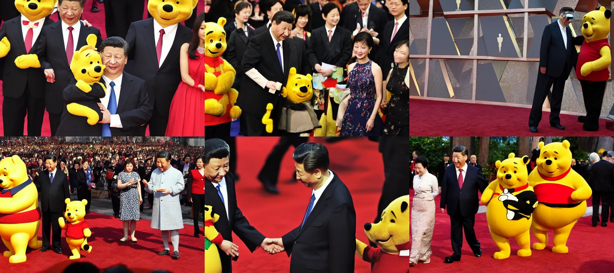 Prompt: xi jinping and winnie the pooh at oscar ceremonies