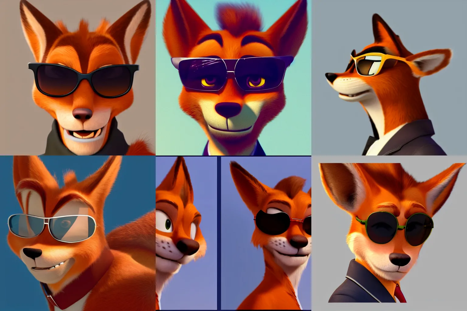 Prompt: A portrait of Nick Wilde wearing sunglasses, artstation