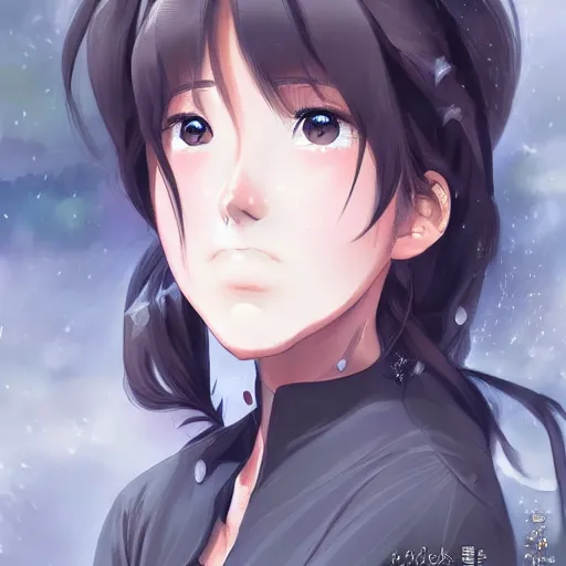 Prompt: portrait of a girl who cry for rain, anime fantasy illustration by tomoyuki yamasaki, kyoto studio, madhouse, ufotable, trending on artstation