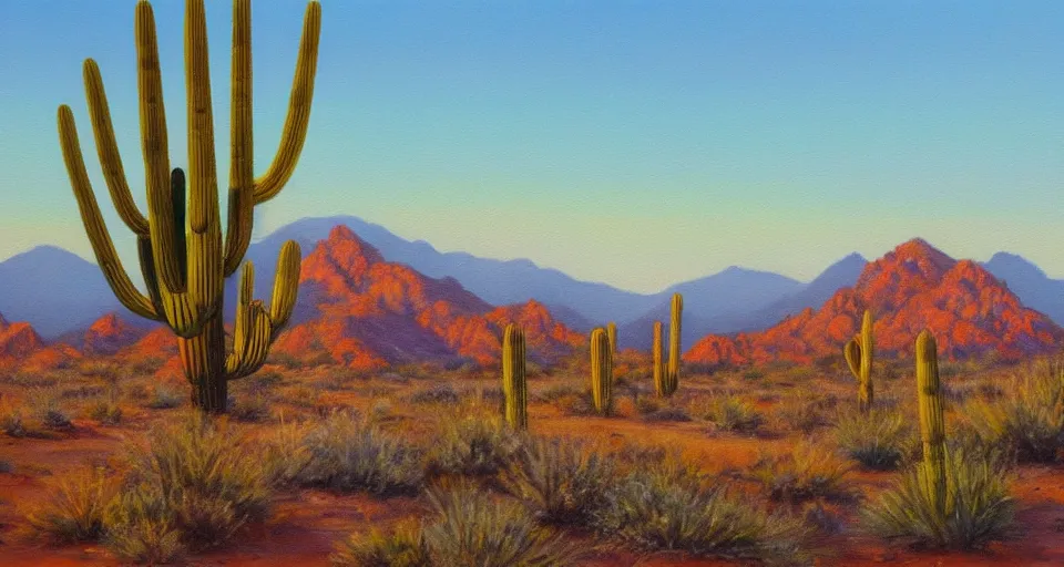 Image similar to painting of the sonoran desert at sunrise, beautiful painting, oil on canvas, by Ewa Czarniecka, award winning masterpiece,