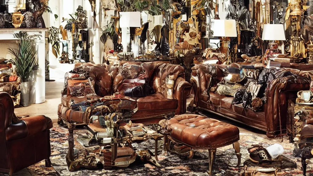 Prompt: maximalist dignified leather nightmare