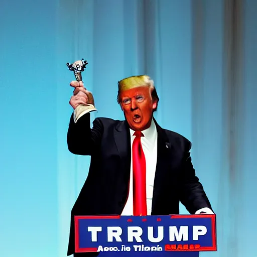 Prompt: Donald Trump giving himself an award