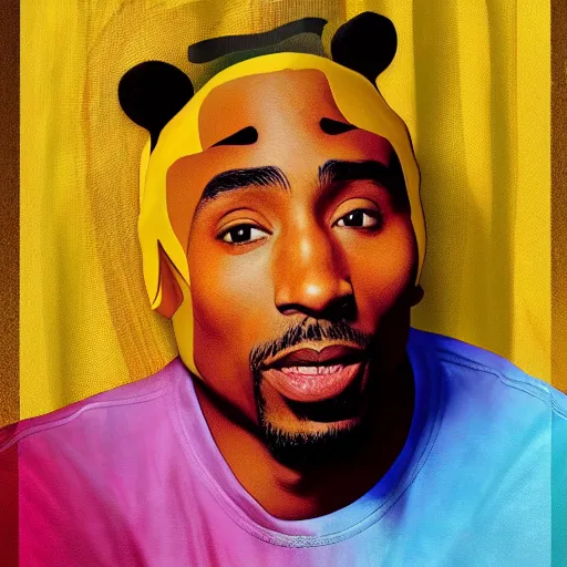 Image similar to Tupac as winnie the pooh, 4K digital artwork by Beeple