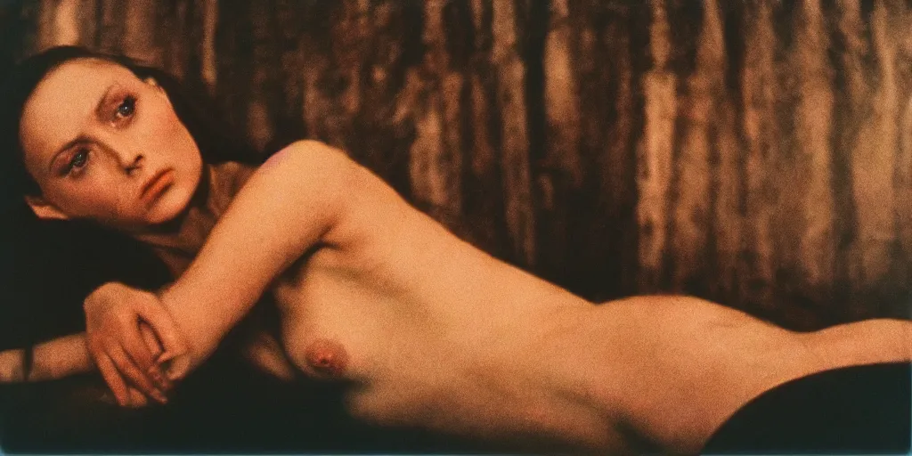 Image similar to detailed medium format photo, polaroid still from tarkovsky movie, portrait of 1 9 7 0's adult film star seka, haze, high production value, intricate details, 8 k resolution, hyperrealistic, hdr, photorealistic, high definition, tehnicolor, award - winning photography, masterpiece, amazing colors