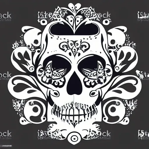 Prompt: vector art panel for cnc plasma, laser, simple geometric sugar skull design pattern