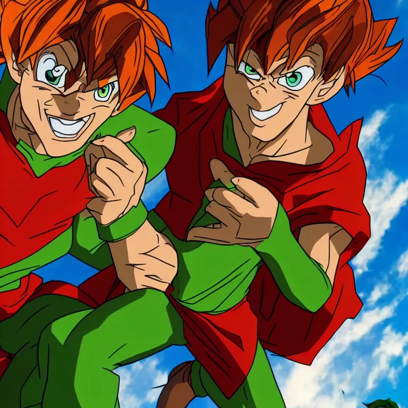 Image similar to shaggy rogers dressed like goku/superman detailed realistic High Resolution HD 8k