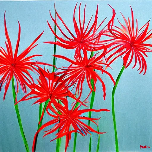 Image similar to red spider lily, painting