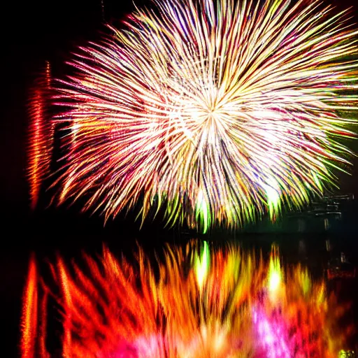 Prompt: reflection of fireworks in a closeup of an eye, canon a 1