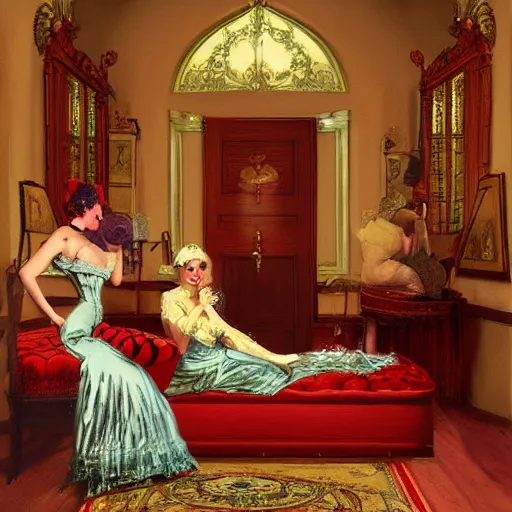 Prompt: epic Victorian style room by Gil Elvgren, bright , elegant, digital painting, trends on artstation, concept art