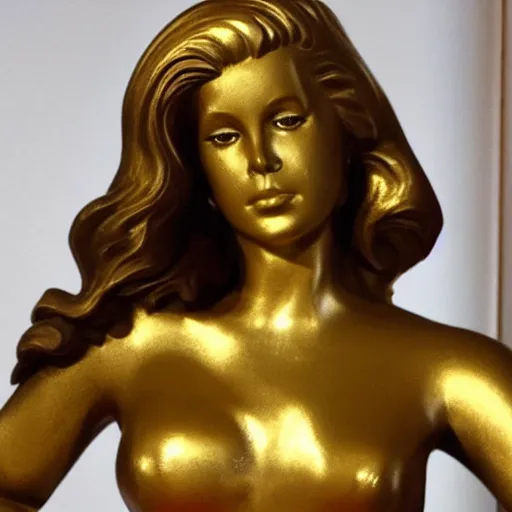 Image similar to golden statue of lana del rey